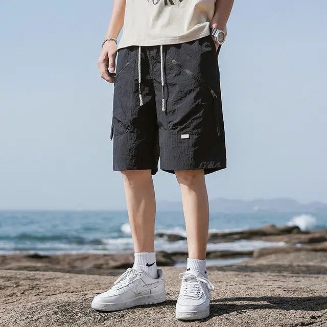 金盾 纯色沙滩百搭舒适速干透气宽松休闲短裤 男款