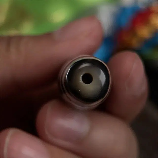 灵运宝 转运招财藏区三眼老天珠九眼页岩黑白老矿风化油润包浆老料器磨损到位一物一图#好运 玛瑙 吊坠 男女同款情侣款
