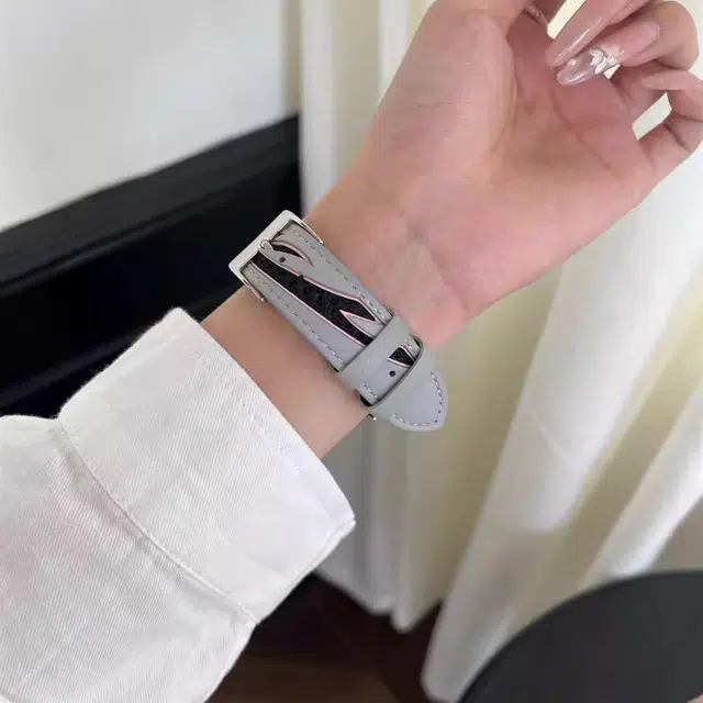 老佳 苹果适用 手表表带 皮质材质 蝴蝶网洞皮质表带男女通用