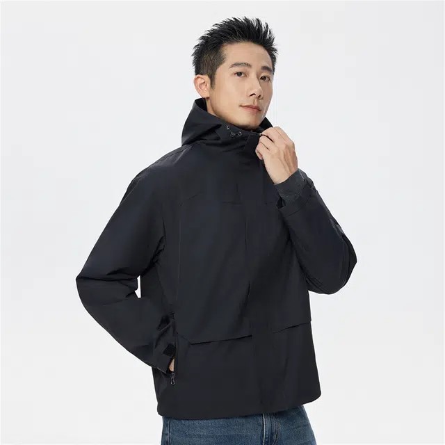 佐丹奴 休闲外套防风防泼水口袋宽松连帽夹克 男款