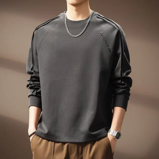 贵色 秋季 美式高端复古拼接褶皱设计感百搭上衣卫衣 宽松 男女同款