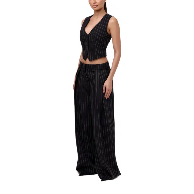 NAKED WARDROBE Pinstripe Suited Wide-Leg Pant Suiting