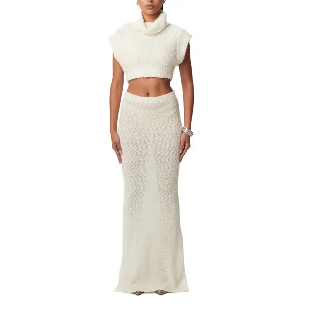 NAKED WARDROBE Boucl Knit Maxi Skirt