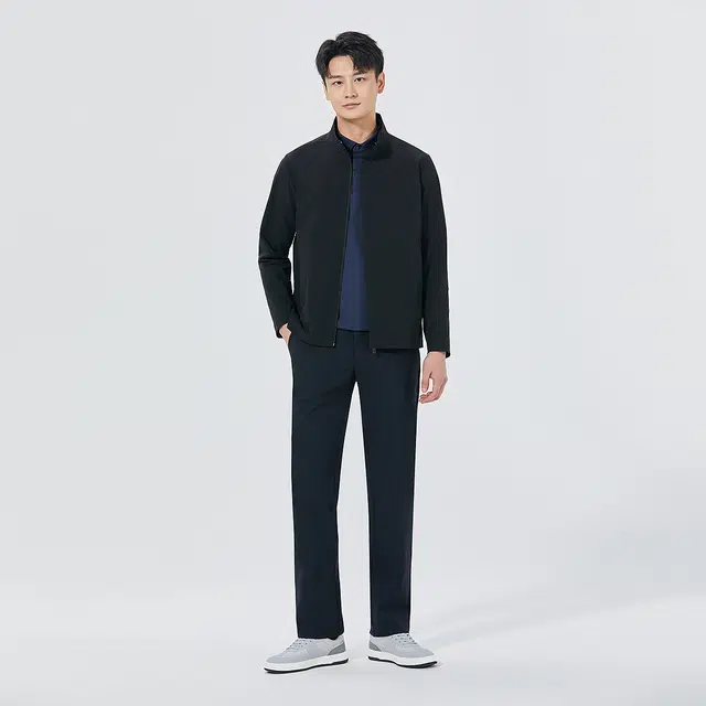 利郎 商务休闲纯色立领含桑蚕丝质感行政简约百搭夹克外套 男款