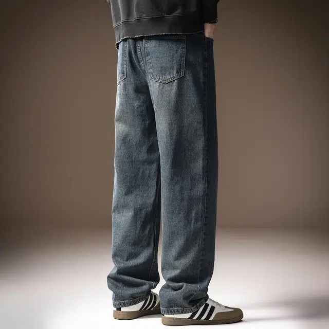 贵色 美式复古高街水洗做旧潮牌痞帅舒适显瘦百搭直筒垂感阔腿牛仔裤 男女同款