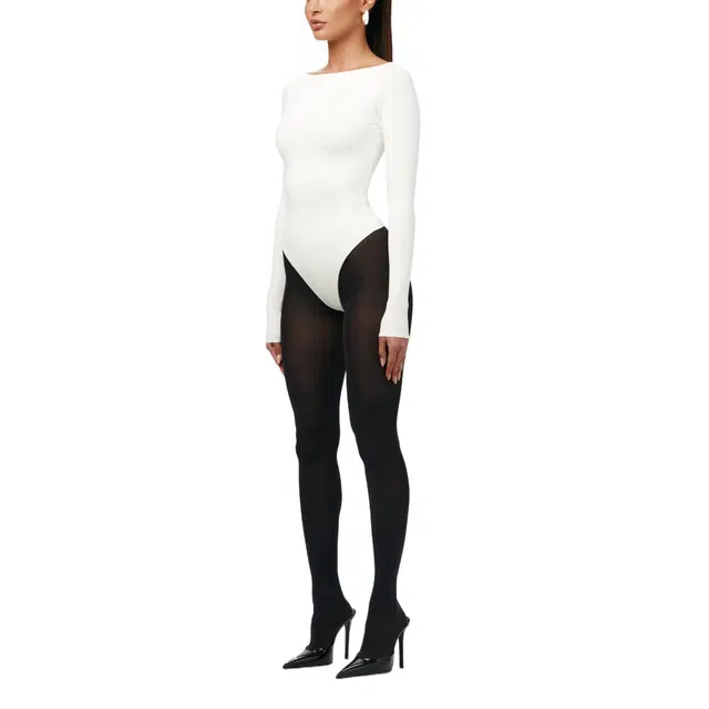 NAKED WARDROBE Boatneck Bodysuit Butter