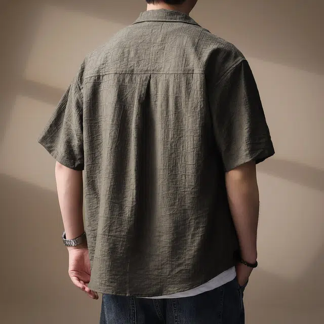 贵色 薄款潮流设计痞帅衬衣时尚百搭上衣美式复古莱赛尔天丝休闲垂感慵懒古巴领短袖衬衫 男女同款