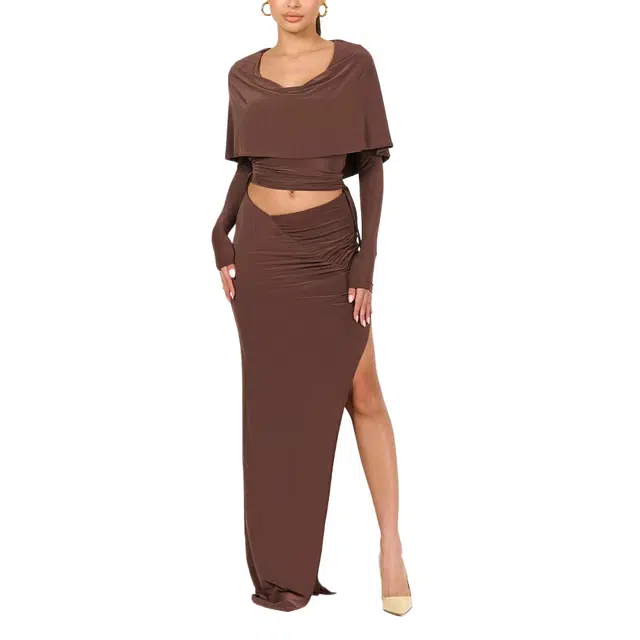 NAKED WARDROBE Ruched Maxi Skirt Hourglass