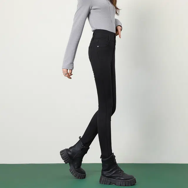 法文箱子 春,秋 韩系铅笔裤修身显瘦修饰腿型小脚裤子牛仔裤 女款 黑色