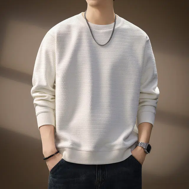 贵色 日系纯色简约轻奢肌理感老钱风长袖潮流时尚百搭学院风宽松休闲上衣卫衣 男女同款