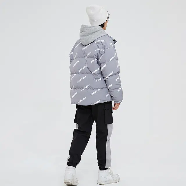 美特斯邦威 字母印花满印加厚立领保暖羽绒服 男款