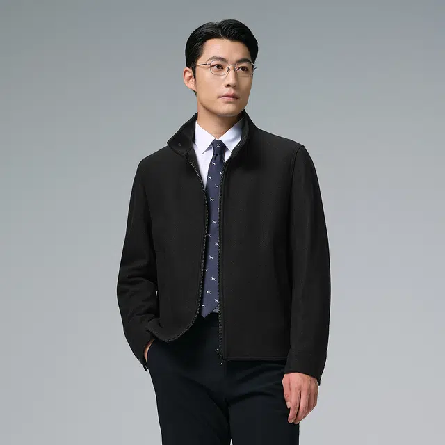 利郎 品位商务哈灵顿外套保暖绵羊毛立领纯色质感亲肤冬季毛呢大衣 男款