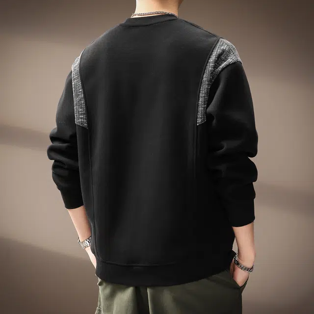 贵色 高端日系潮流城市机能设计感撞色拼接重磅宽松百搭废土风休闲上衣卫衣 男女同款