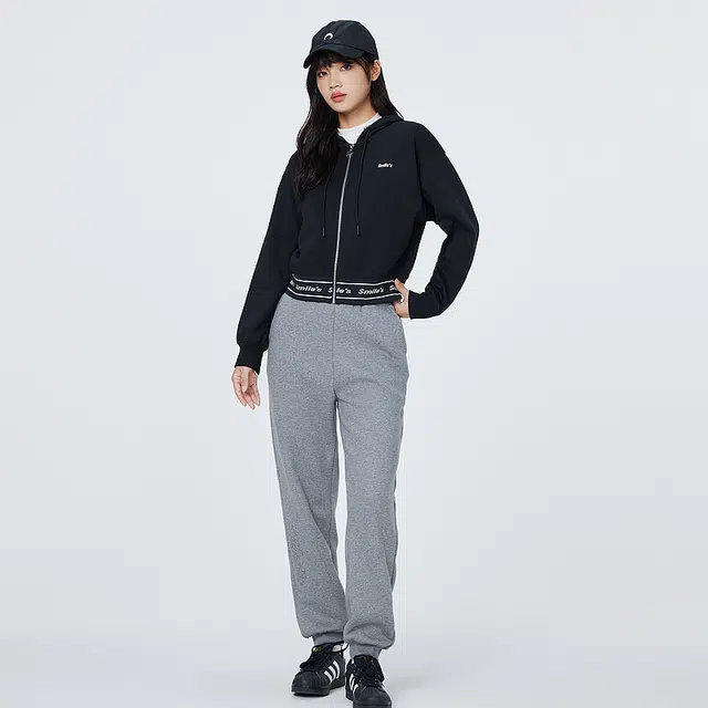 美特斯邦威 字母提花落肩宽松连帽拉链卫衣 女款