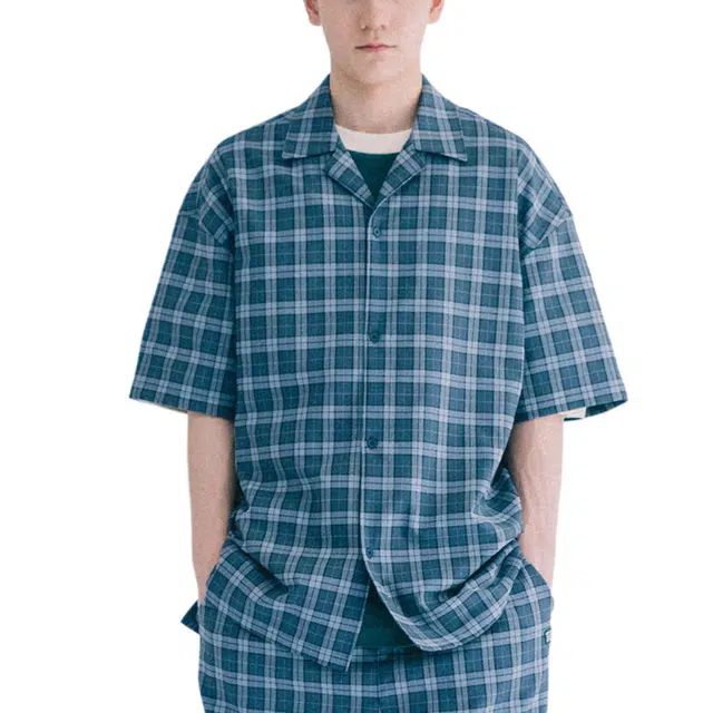 BESLOW SLOWBOY CHECK PAJAMAS HALF SHIRT