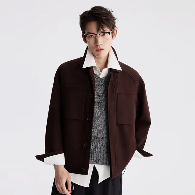 LESS IS MORE Stripe Texture Warm Coat