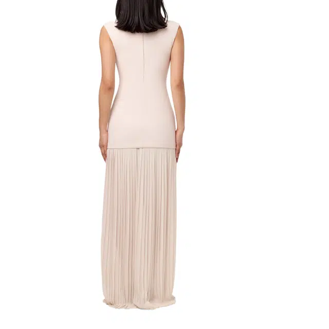NAKED WARDROBE Pleated Sleeveless Maxi Dress Chiffon