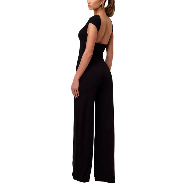 NAKED WARDROBE Smooth Cap Sleeve Wide Leg Jumpsuit