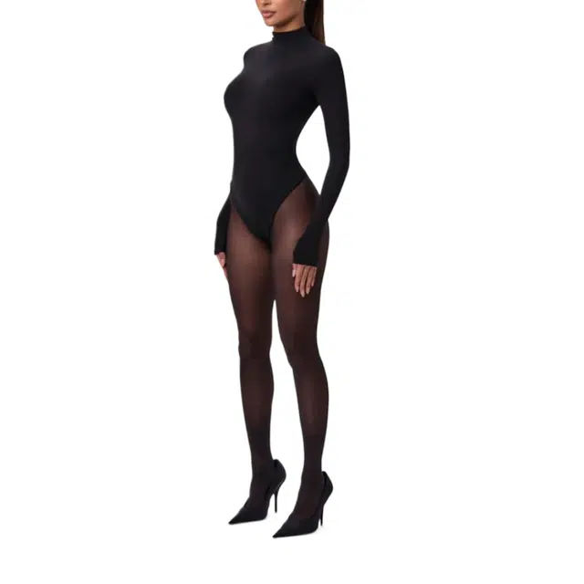 NAKED WARDROBE Mock Neck Bodysuit Naked