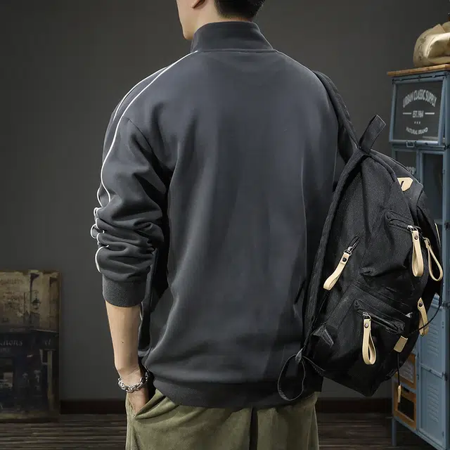 前进牛 秋季美式经典复古潮牌运动开衫男宽松休闲户外百搭潮流卫衣 男款