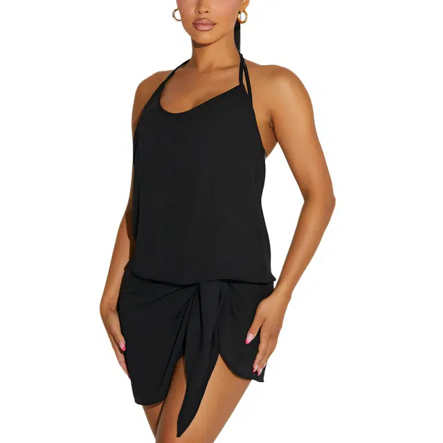 NAKED WARDROBE V-Neck Halter Top