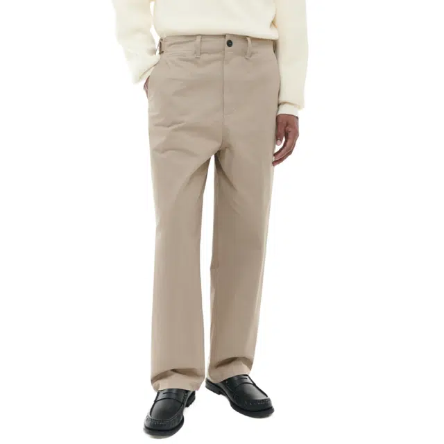 BESLOW COTTON TWILL LOOSE FIT PANTS