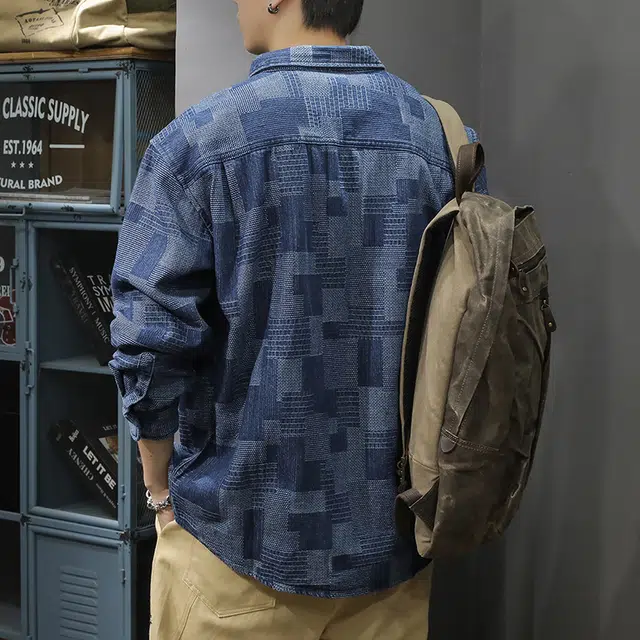 前进牛 休闲复古潮牌轻奢高端通勤宽松外套衬衫 男款