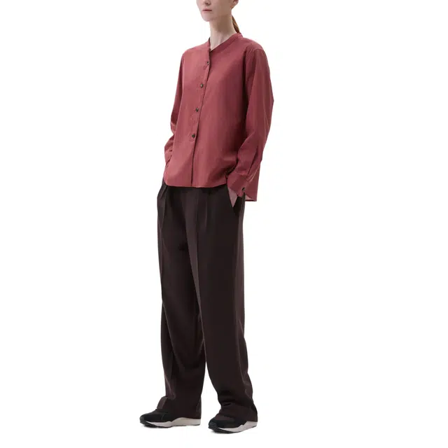 MARGARETHOWELL BUTTON THROUGH COLLARLESS SHIRT