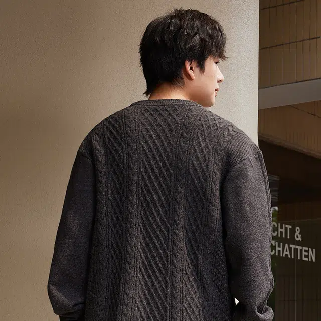 美特斯邦威 国潮圆领复古长袖毛衫保暖套头毛衣 男款