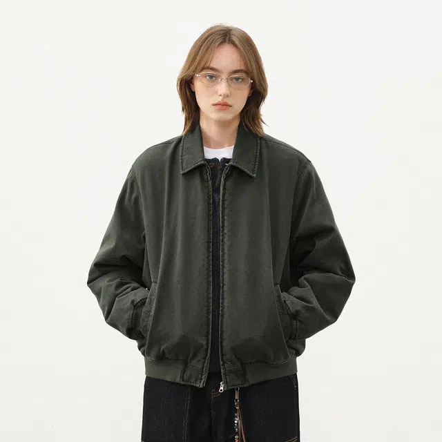 714STREET Simple Series Workwear Sherpa Canvas Jacket