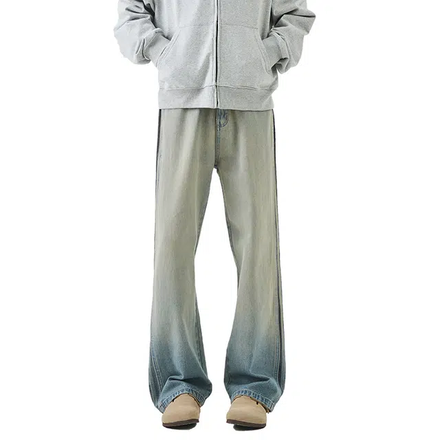 海尔斯 直筒美式渐变潮流牛仔裤 男款