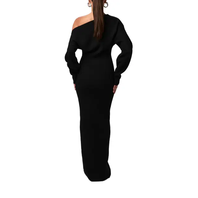 NAKED WARDROBE Off-Shoulder Sweater Maxi Dress Knits