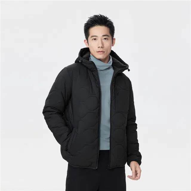佐丹奴 葫芦绗缝连帽多口袋梭织棉衣外套棉服 男款