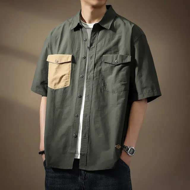 贵色 美式高级感时尚时髦简约潮流休闲短袖衬衫 男女同款
