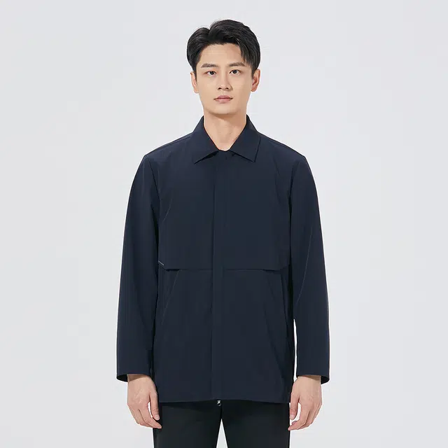 利郎 商务休闲纯色质感简约百搭翻领秋季风衣 男款