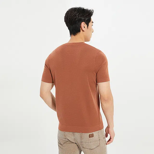 利郎 都市休闲圆领修身短袖打底衫毛衣 男款