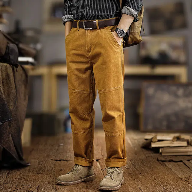 遨宇 美式经典复古痞帅潮牌工装裤宽松直筒长裤潮流户外百搭牛仔裤 男款