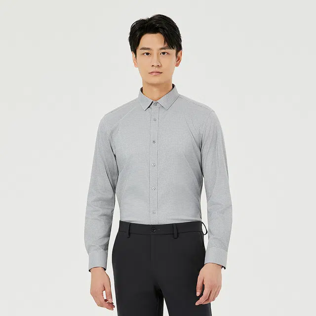 利郎 免烫抗菌商务休闲易打理格子时尚都市长袖衬衫 男款