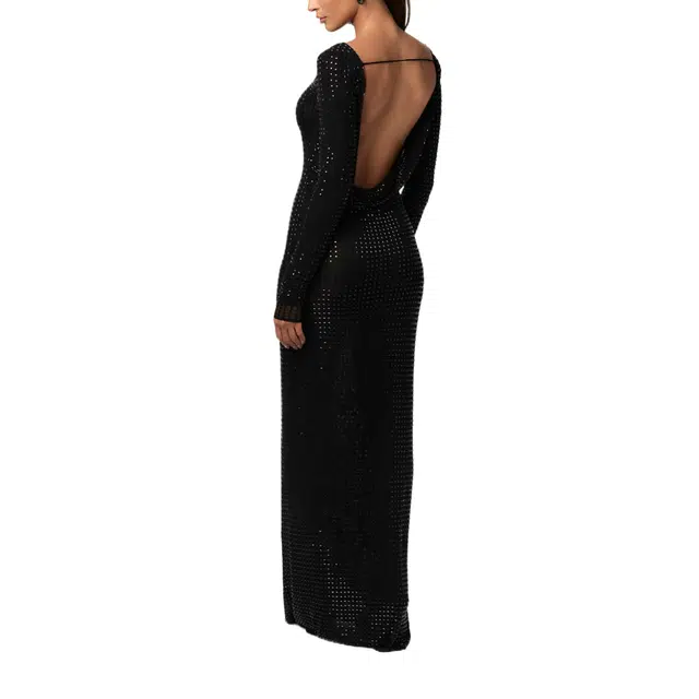 NAKED WARDROBE Crystal Open Back Gown
