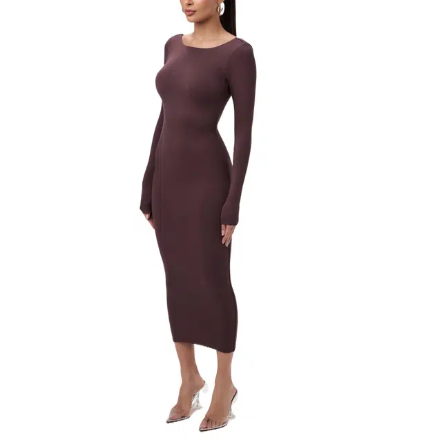 NAKED WARDROBE Open Back Midi Dress Sculpted StreetwearNW