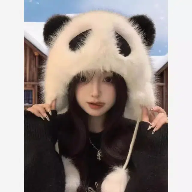 恩僾德 可爱卡通毛茸茸保暖防风 涤纶 绒线帽 男女同款情侣款