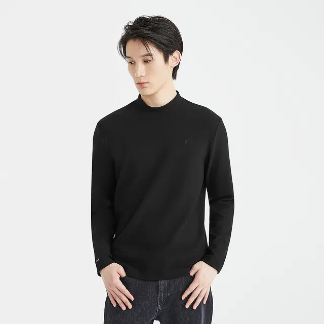 利郎 双重发热保暖纯色半高领含莫代尔时尚都市冬季卫衣 男款