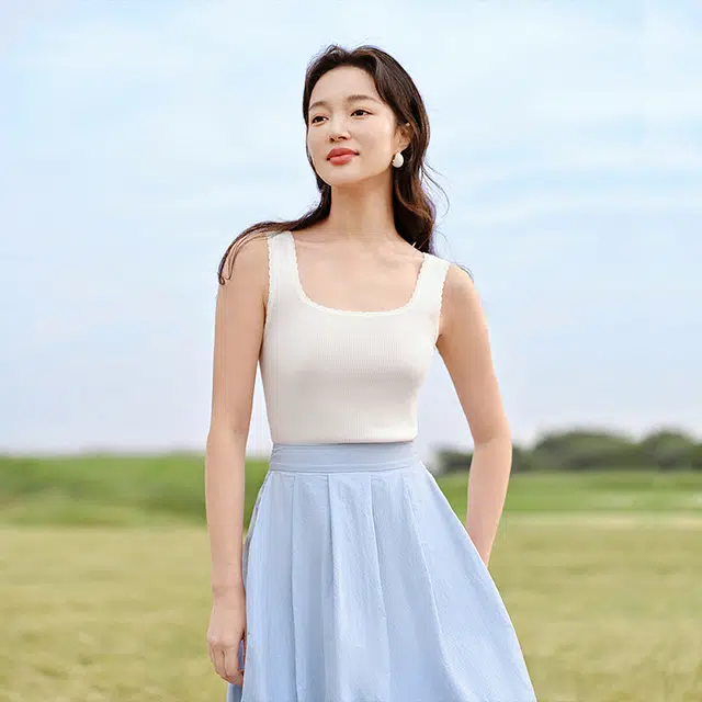 茵曼 方领无袖套头背心 女款