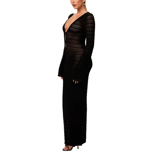 NAKED WARDROBE Crochet Keyhole Maxi Dress knits
