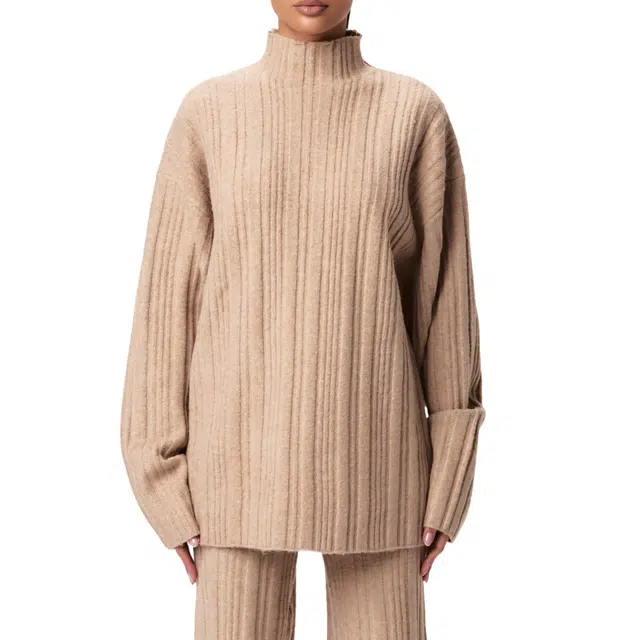 NAKED WARDROBE Ribbed-Knit Oversized Sweater Top Knits