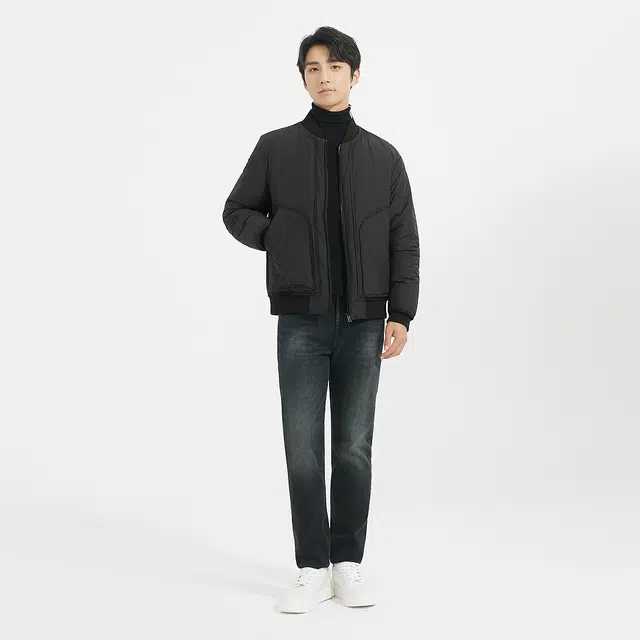 利郎 商务休闲纯色棒球领保暖白鸭绒冬季羽绒服 男款