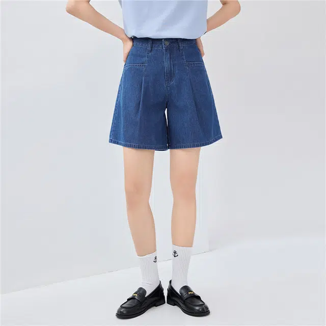 佐丹奴 纯棉压褶口袋中腰牛仔短裤 女款