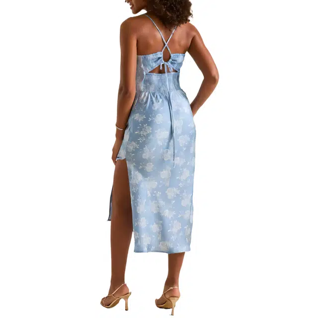 ALTAR'D STATE Codi Satin Floral Midi Dress