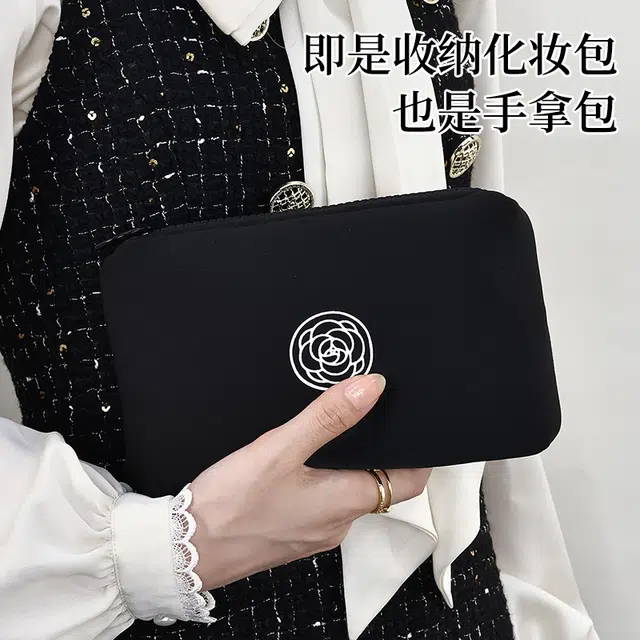 吉圣瑞 山茶花高级感便携小号口红手机手表钥匙手拿化妆包旅行收纳袋