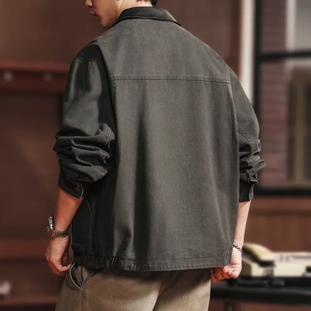格蓝鹿 美式潮流复古阿美咔叽风工装多口袋宽松长袖潮牌痞帅休闲户外出行穿搭翻领上衣夹克外套 男款